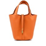 Hermes Orange Clemence Picotin Lock 18 Gold Hardware