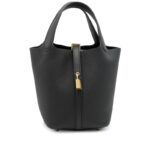 Hermes Black Clemence Picotin Lock 18 Gold Hardware