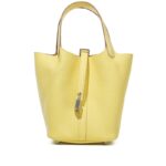 Hermes Lime Clemence and Ostrich Touch Picotin Lock 18 Palladium Hardware