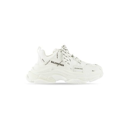 Womens Triple S Sneaker Allover Logo in White/black