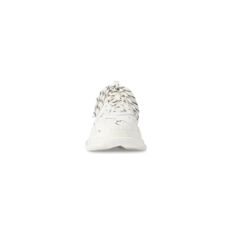 Womens Triple S Sneaker Allover Logo in White/black - Image 3