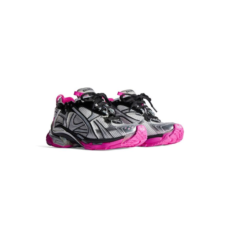 Womens Runner Sneaker in Silver/black/neon-pink - Image 2