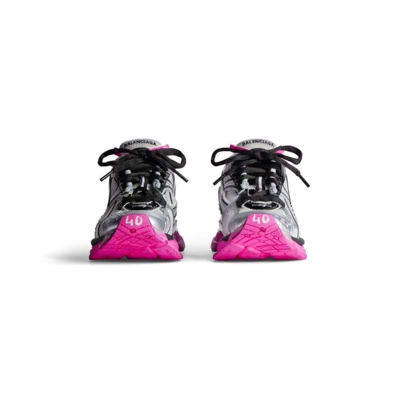 Womens Runner Sneaker in Silver/black/neon-pink - Image 4