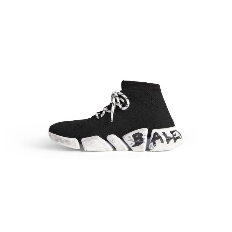 Womens Speed 2.0 Lace-up Graffiti Recycled Knit Sneaker  in Black - Image 5