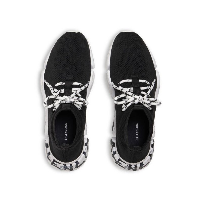 Womens Speed 2.0 Lace-up Graffiti Recycled Knit Sneaker  in Black - Image 7