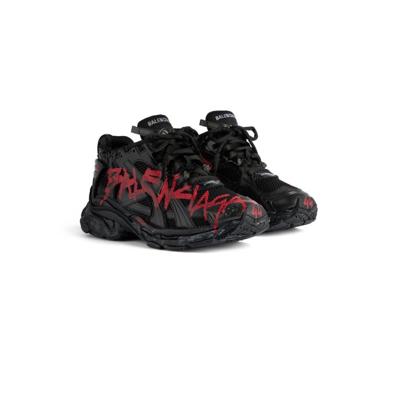 Mens Runner Graffiti Sneaker in Black - Image 2