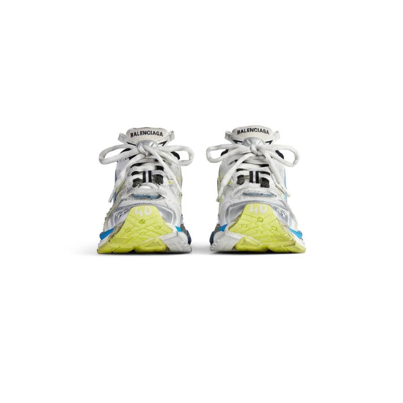 Mens Runner Sneaker  in White/yellow/blue - Image 4