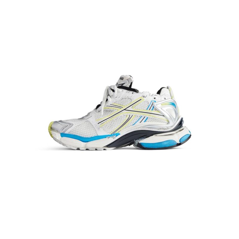 Mens Runner Sneaker  in White/yellow/blue - Image 5