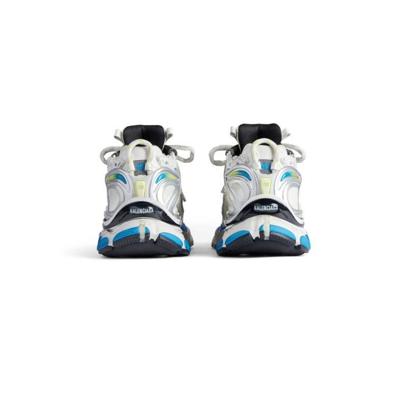 Mens Runner Sneaker  in White/yellow/blue - Image 6