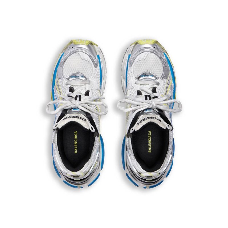 Mens Runner Sneaker  in White/yellow/blue - Image 7