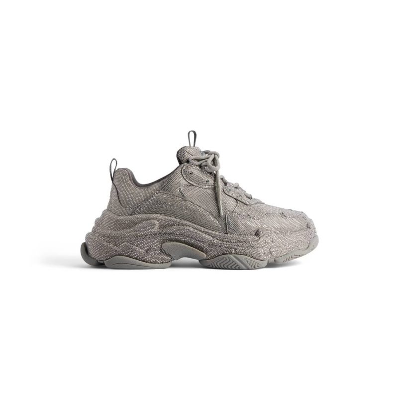 Mens Triple S Sneaker With Rhinestones  in Dark Grey