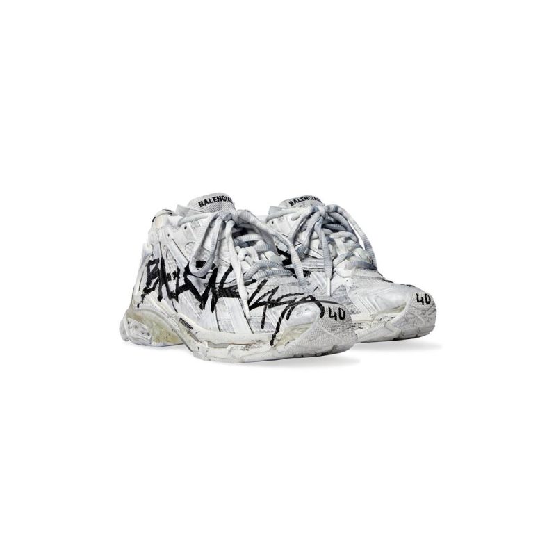 Womens Runner Graffiti Sneaker in White - Image 2