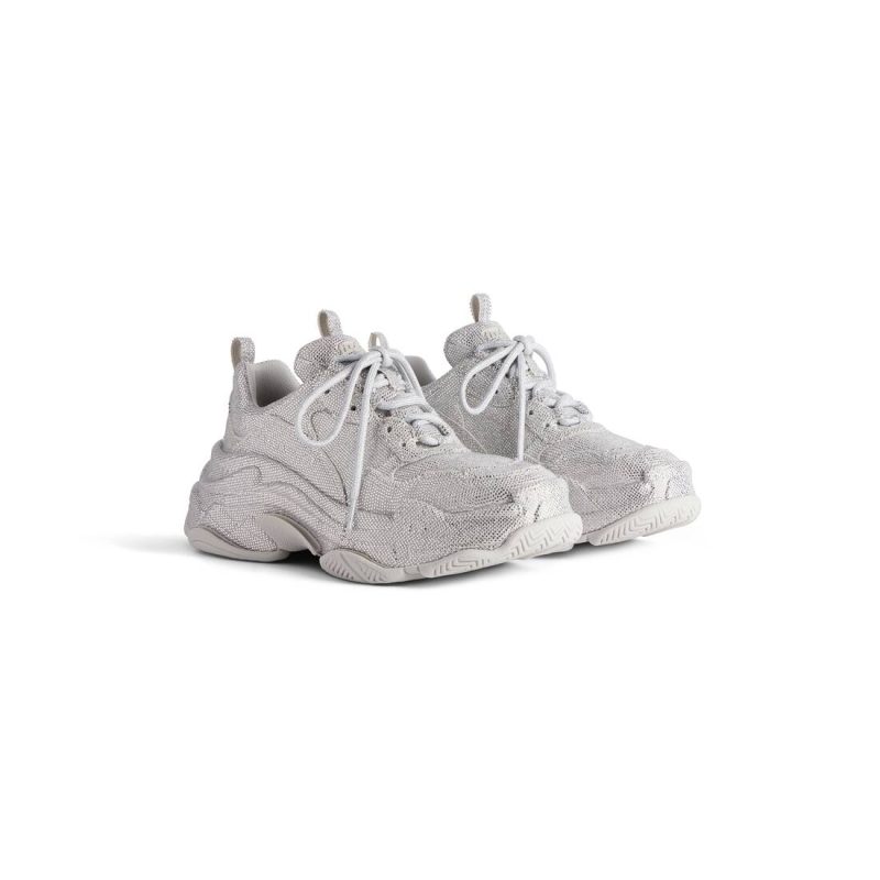 Womens Triple S Sneaker With Rhinestones  in Light Grey - Image 2