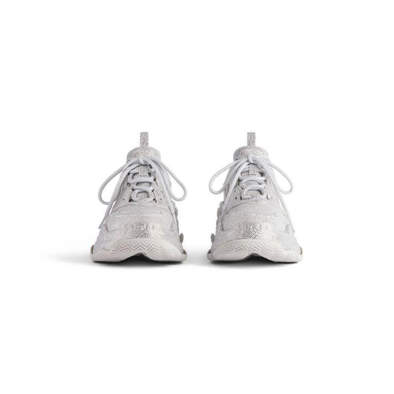 Womens Triple S Sneaker With Rhinestones  in Light Grey - Image 4