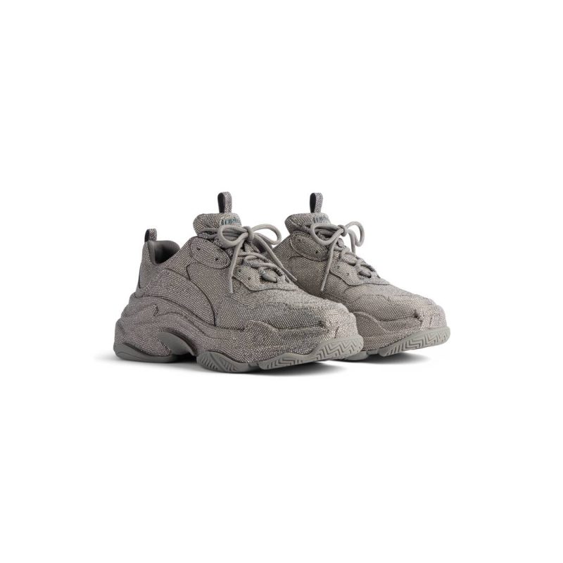 Womens Triple S Sneaker With Rhinestones  in Dark Grey - Image 2