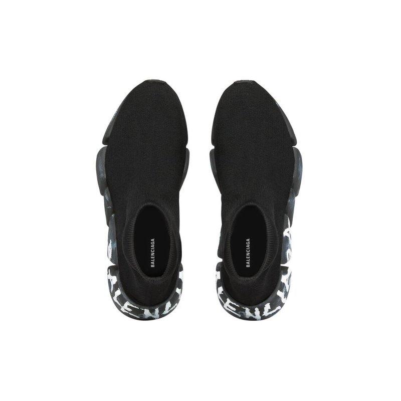 Mens Speed 2.0 Graffiti Recycled Knit Sneaker  in Black - Image 7