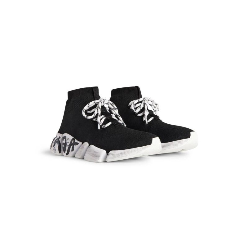 Mens Speed 2.0 Lace-up Graffiti Recycled Knit Sneaker  in Black - Image 2
