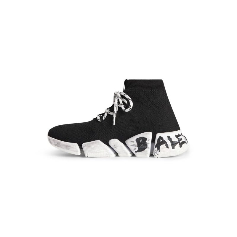 Mens Speed 2.0 Lace-up Graffiti Recycled Knit Sneaker  in Black - Image 5