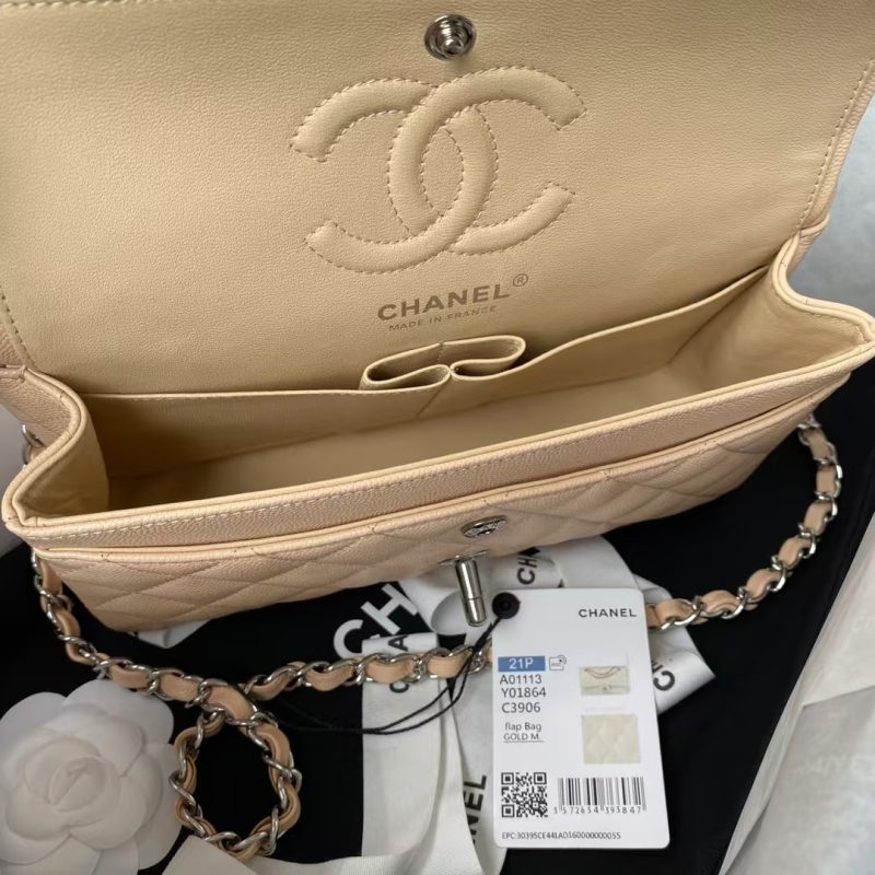Chanel Small Classic Handbag Caviar Silver Hardware - Image 5
