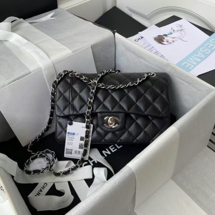 Chanel Small Classic Handbag Caviar Silver Hardware