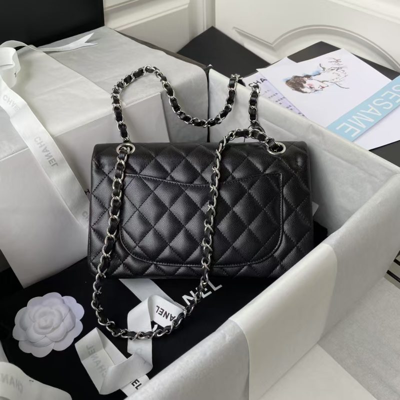 Chanel Small Classic Handbag Caviar Silver Hardware - Image 2