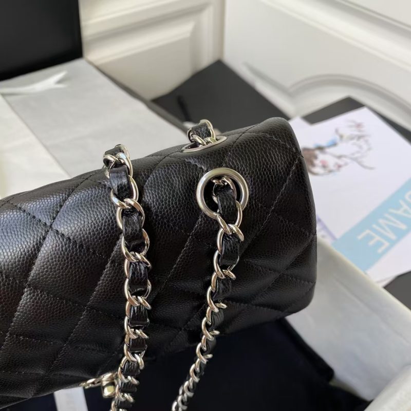 Chanel Small Classic Handbag Caviar Silver Hardware - Image 4