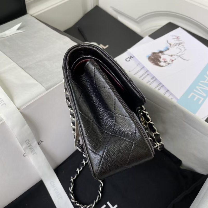 Chanel Small Classic Handbag Caviar Silver Hardware - Image 5