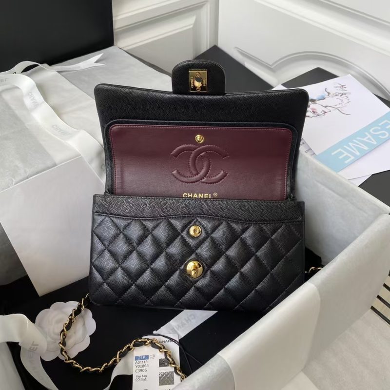 Chanel Small Classic Handbag Caviar Gold Hardware - Image 7