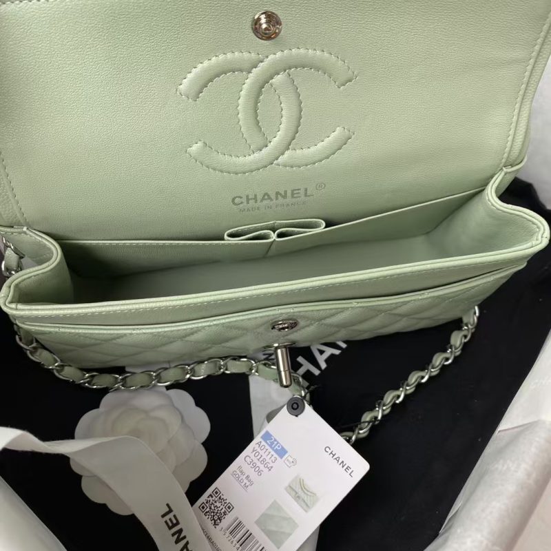 Chanel Small Classic Handbag Caviar Silver Hardware - Image 6