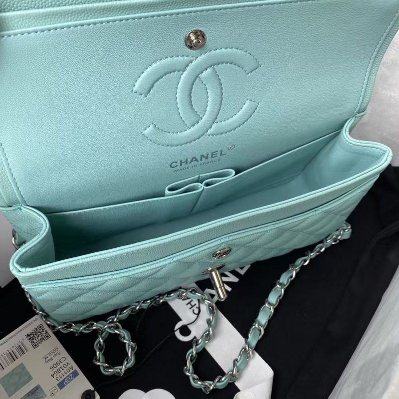 Chanel Small Classic Handbag Caviar Silver Hardware - Image 5