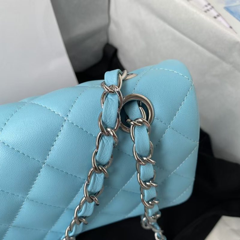 Chanel Small Classic Handbag Silver Hardware - Image 4