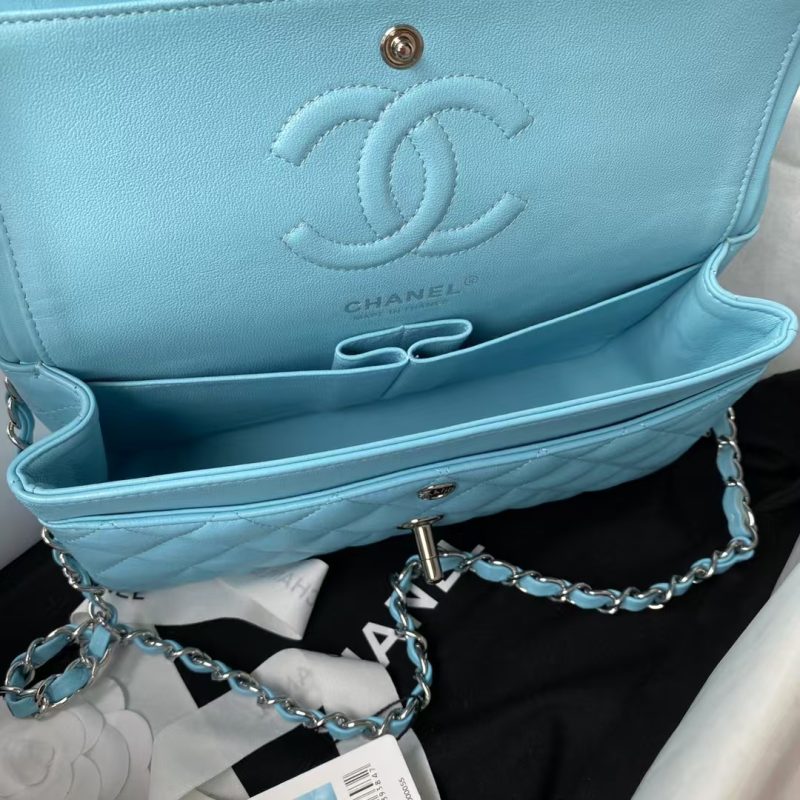 Chanel Small Classic Handbag Silver Hardware - Image 6