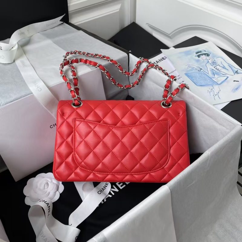 Chanel Small Classic Handbag Silver Hardware - Image 2