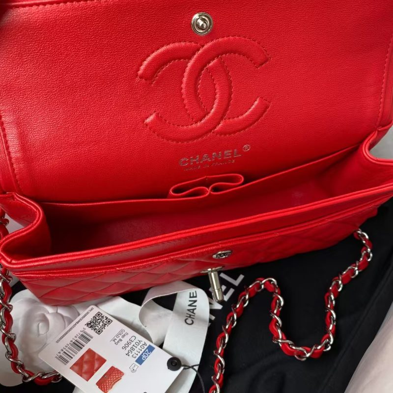 Chanel Small Classic Handbag Silver Hardware - Image 6