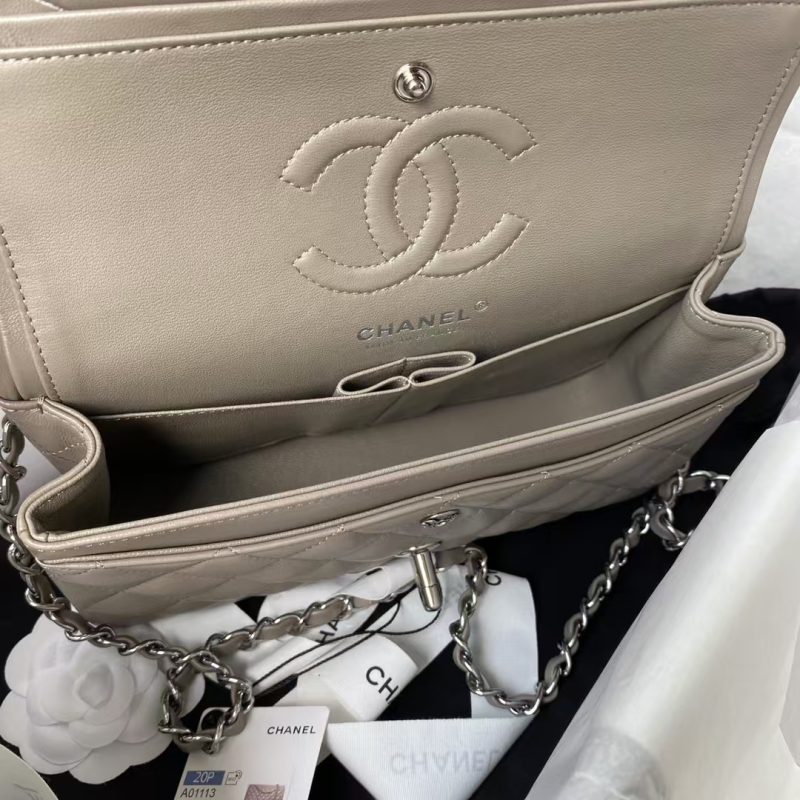 Chanel Small Classic Handbag Silver Hardware - Image 5