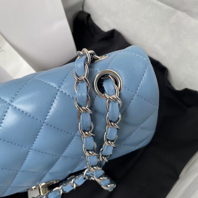Chanel Small Classic Handbag Silver Hardware - Image 4