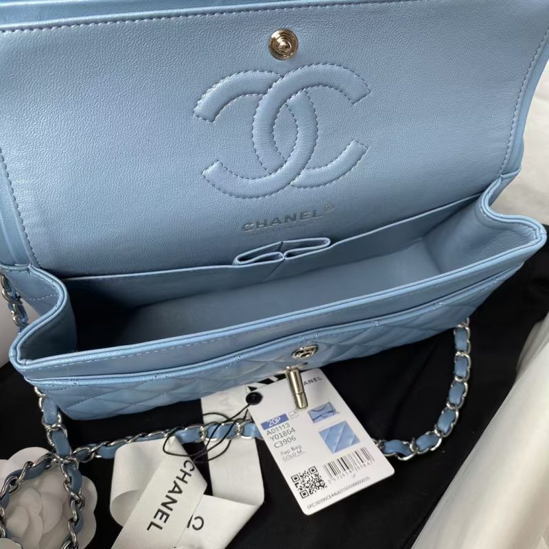 Chanel Small Classic Handbag Silver Hardware - Image 6