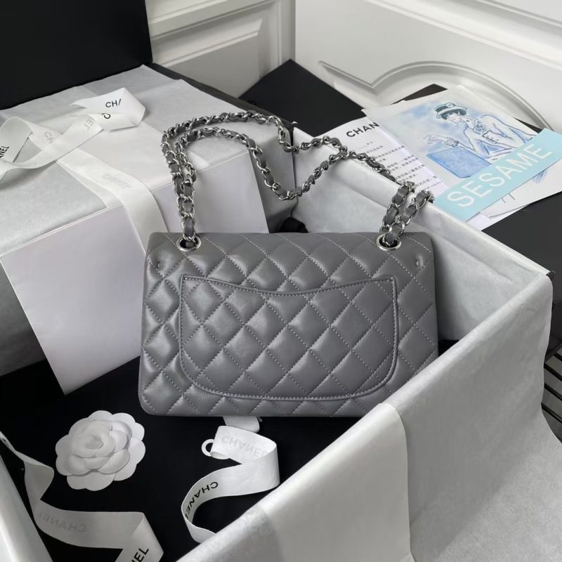 Chanel Small Classic Handbag Silver Hardware - Image 2