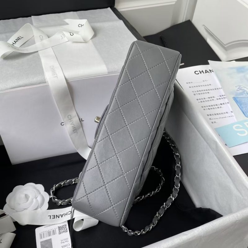 Chanel Small Classic Handbag Silver Hardware - Image 5