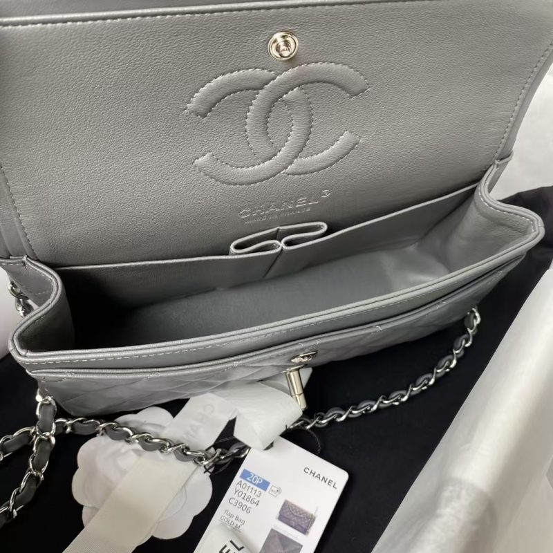 Chanel Small Classic Handbag Silver Hardware - Image 6