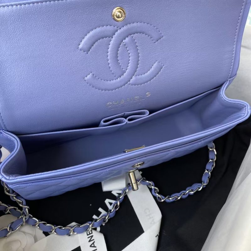 Chanel Small Classic Handbag Silver Hardware - Image 6
