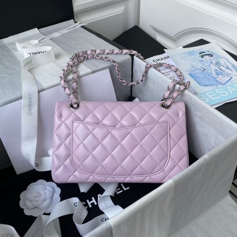 Chanel Small Classic Handbag Silver Hardware - Image 2