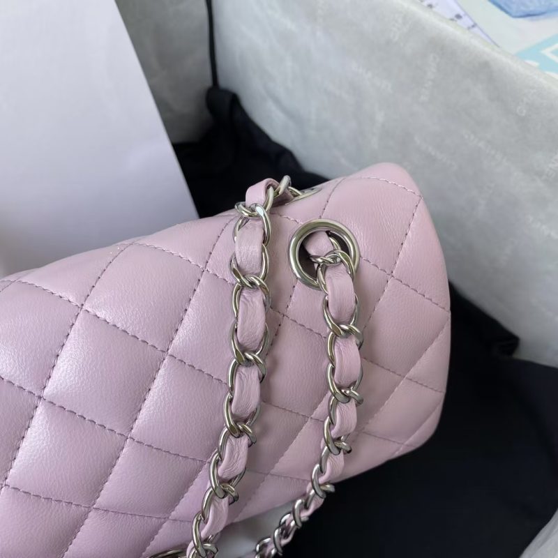 Chanel Small Classic Handbag Silver Hardware - Image 4