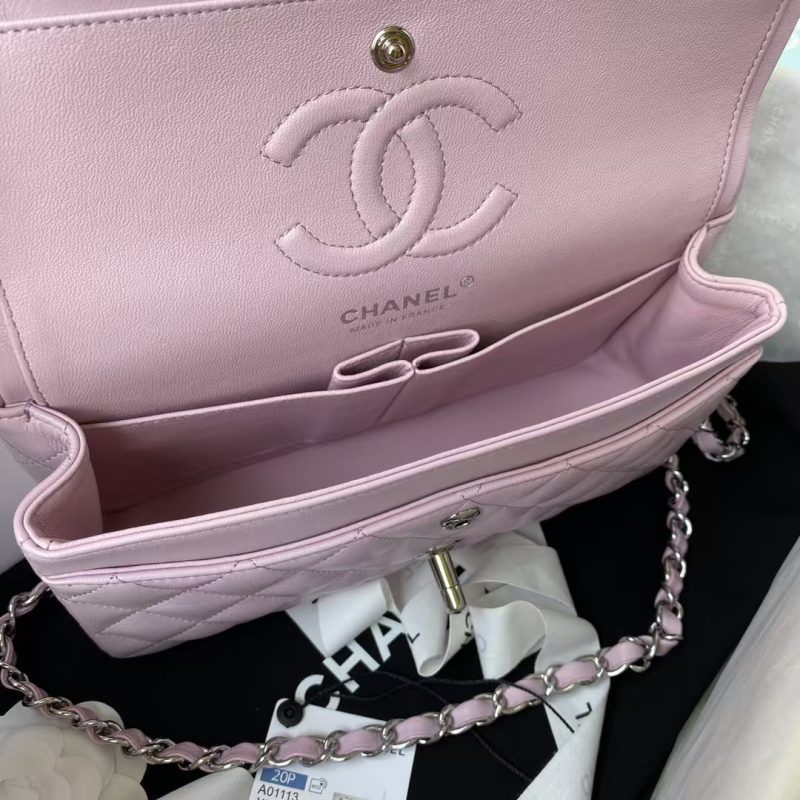 Chanel Small Classic Handbag Silver Hardware - Image 5