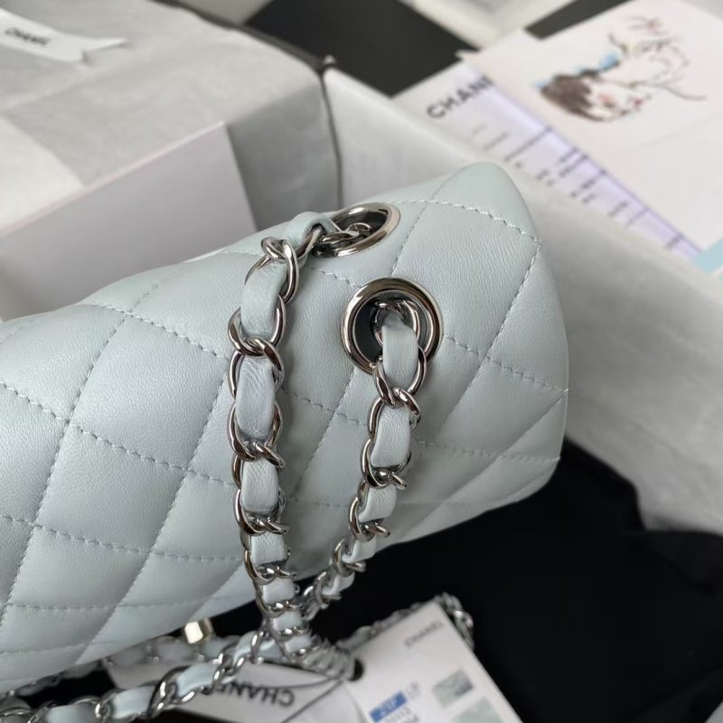 Chanel Small Classic Handbag Silver Hardware - Image 4