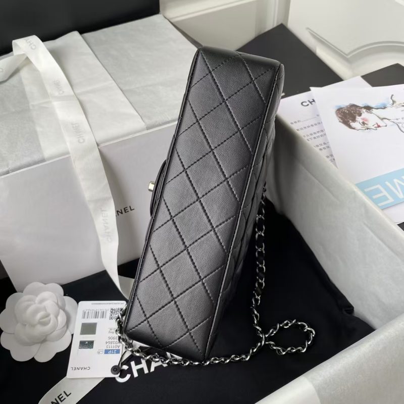 Chanel Small Classic Handbag Silver Hardware - Image 5