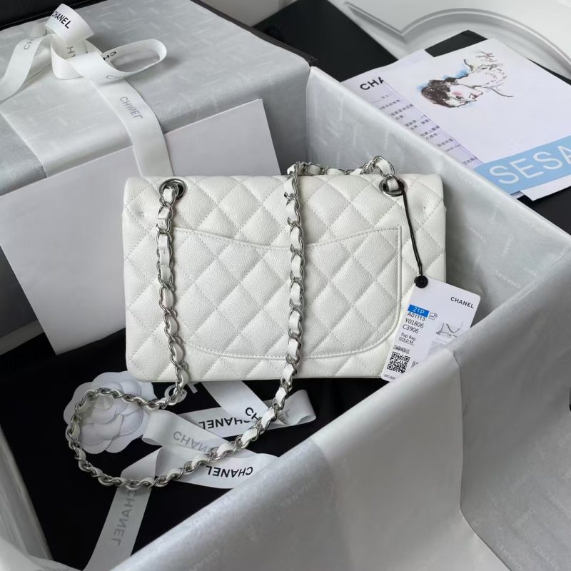 Chanel Small Classic Handbag Caviar Silver Hardware - Image 2