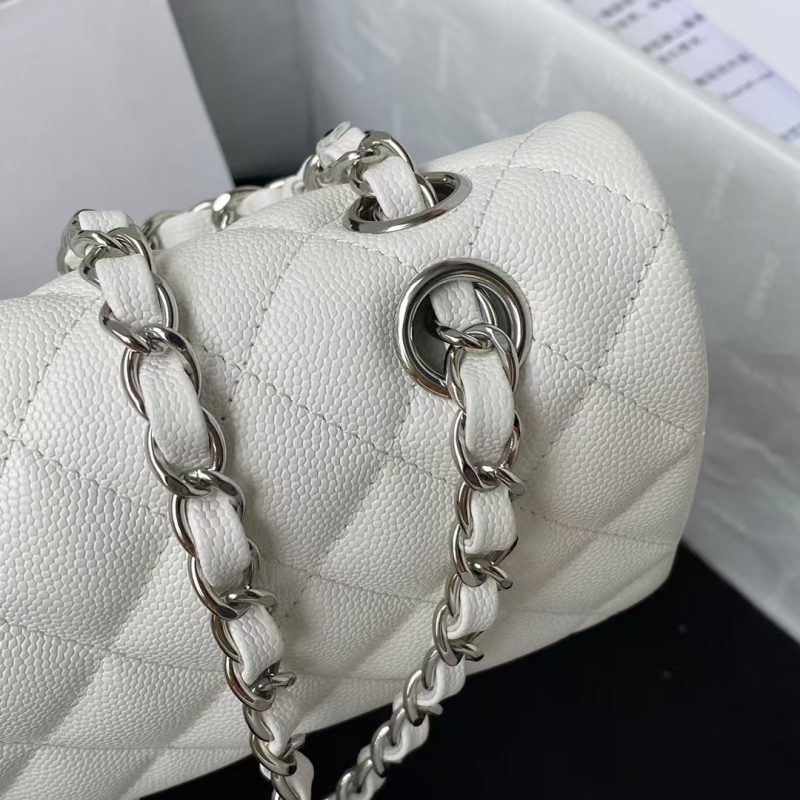 Chanel Small Classic Handbag Caviar Silver Hardware - Image 4
