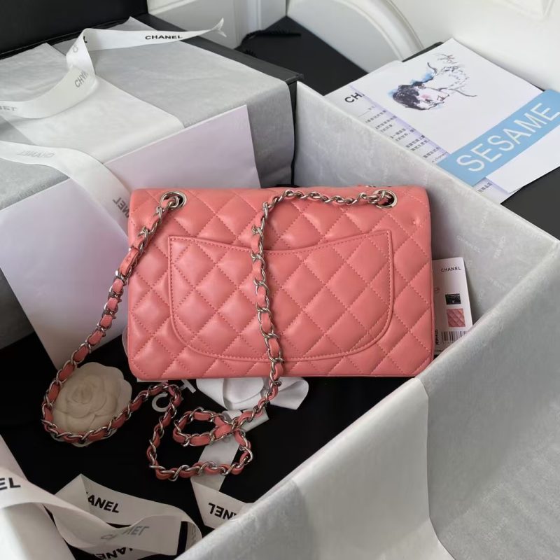 Chanel Small Classic Handbag Silver Hardware - Image 2