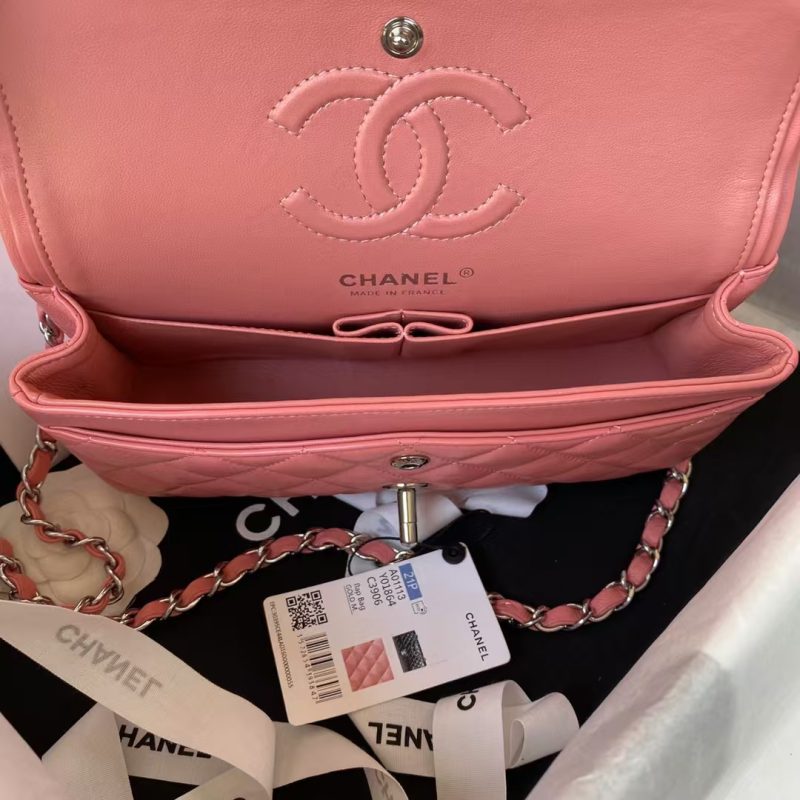 Chanel Small Classic Handbag Silver Hardware - Image 6